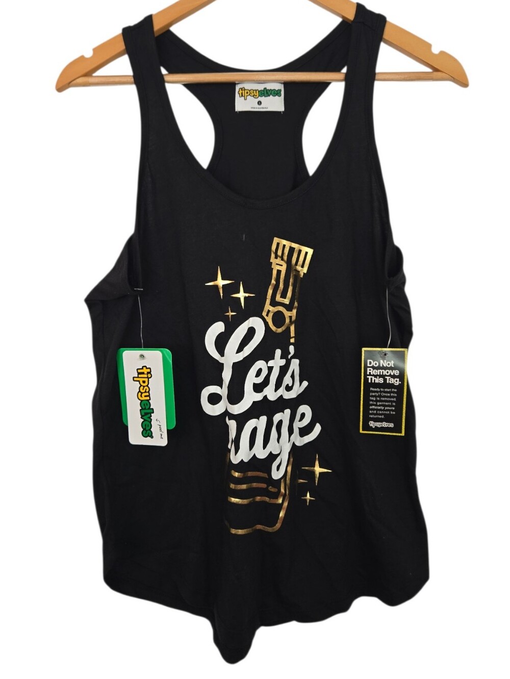 🥃 Tipsy Elves “Let’s Rage” Whiskey Bottle Tank Top — Large — NWT